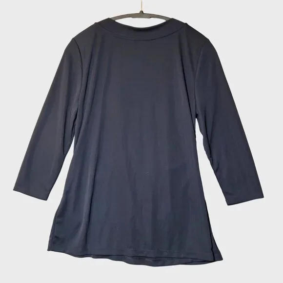 Lauren Ralph Lauren Plus Size Faux-Wrap Surplice Neck Top Navy Blue NWT - Picture 7 of 10